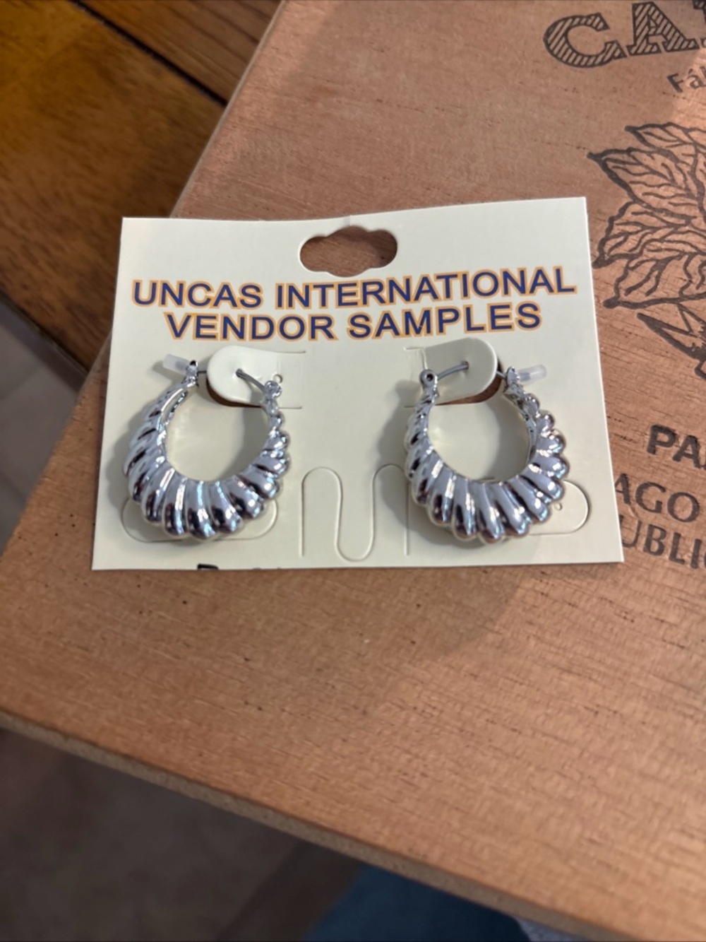 Uncas International Silver Tone Ribbed Hoop Earrings